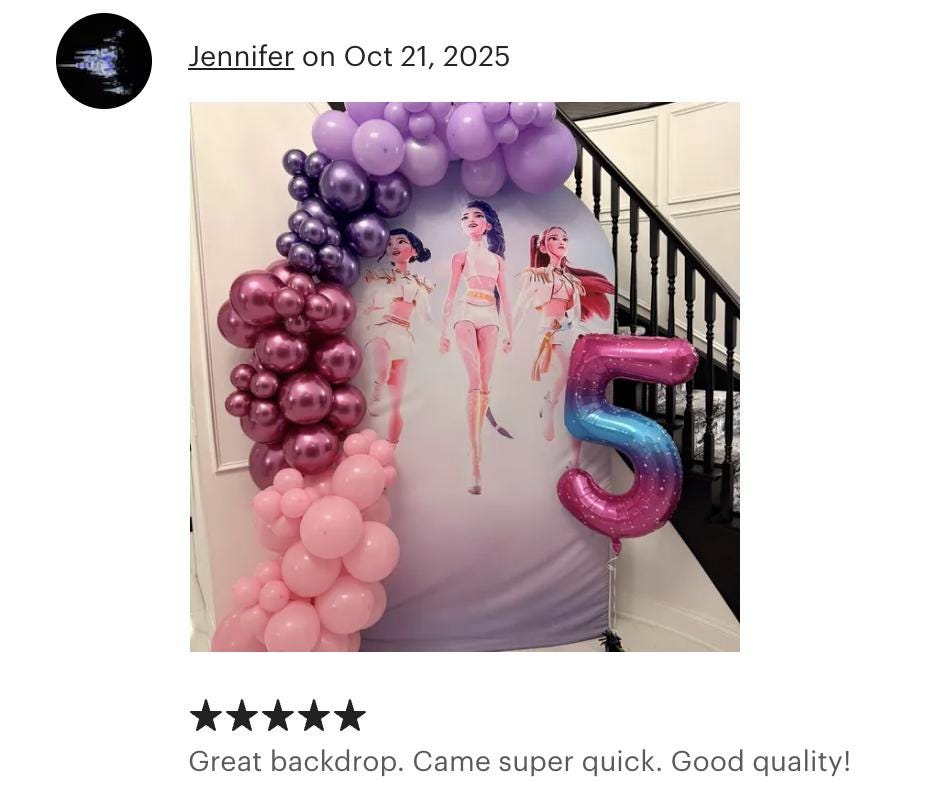 Kpop Cartoon Demons Hunters Arch Backdrop Cover Backdrop 3 pieces| Birthday Backdrop