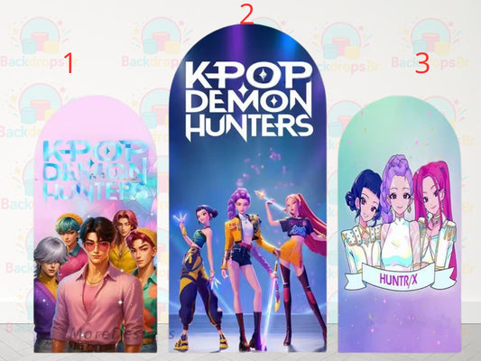 Kpop Cartoon Demons Arch Backdrop Cover Backdrop 3 pieces| Birthday Backdrop| Birthday decor