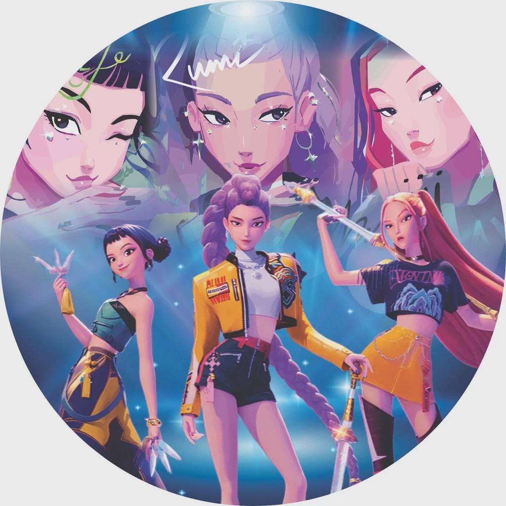 K-pop Inspired  Cartoon Demon Hunter Kpop Round Backdrop | Round Backdrop Cover | Photo Photography Background