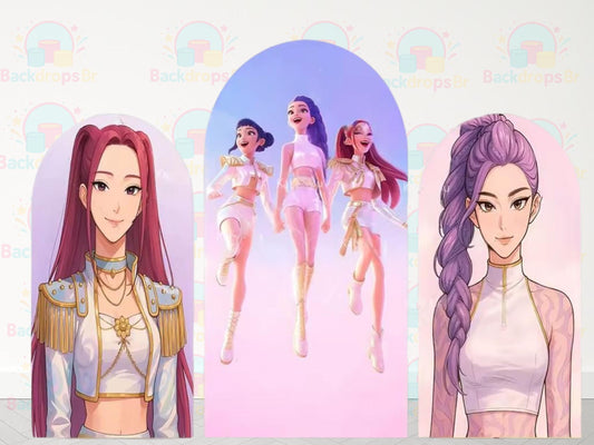 Kpop Cartoon Demons Hunters Arch Backdrop Cover Backdrop 3 pieces| Birthday Backdrop