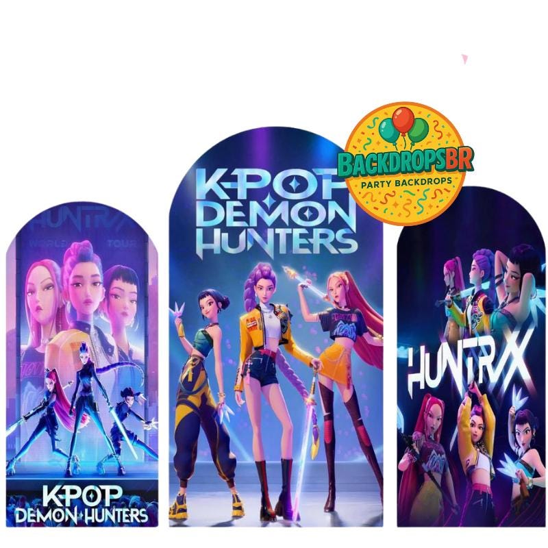 Kpop Arch Backdrop Cover Backdrop 3 pieces| Birthday Backdrop Decor| Demons Hunters