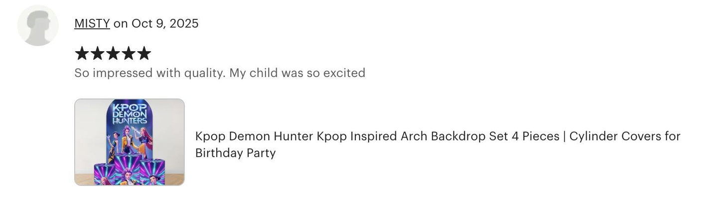 Kpop Demons Hunters Kpop Arch Backdrop Set  4 Pieces | Cylinder Covers for Birthday Party| Birthday girl| Kpop Birthday Decor