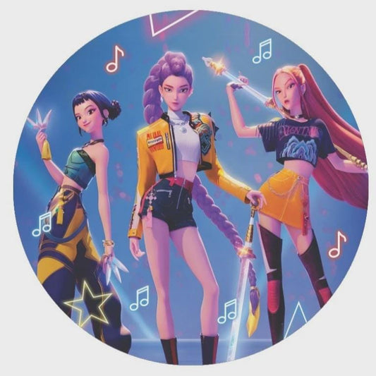 Kpop Inspired  Cartoon Demon Hunter Kpop Round Backdrop | Round Backdrop Cover | Photo Photography Background