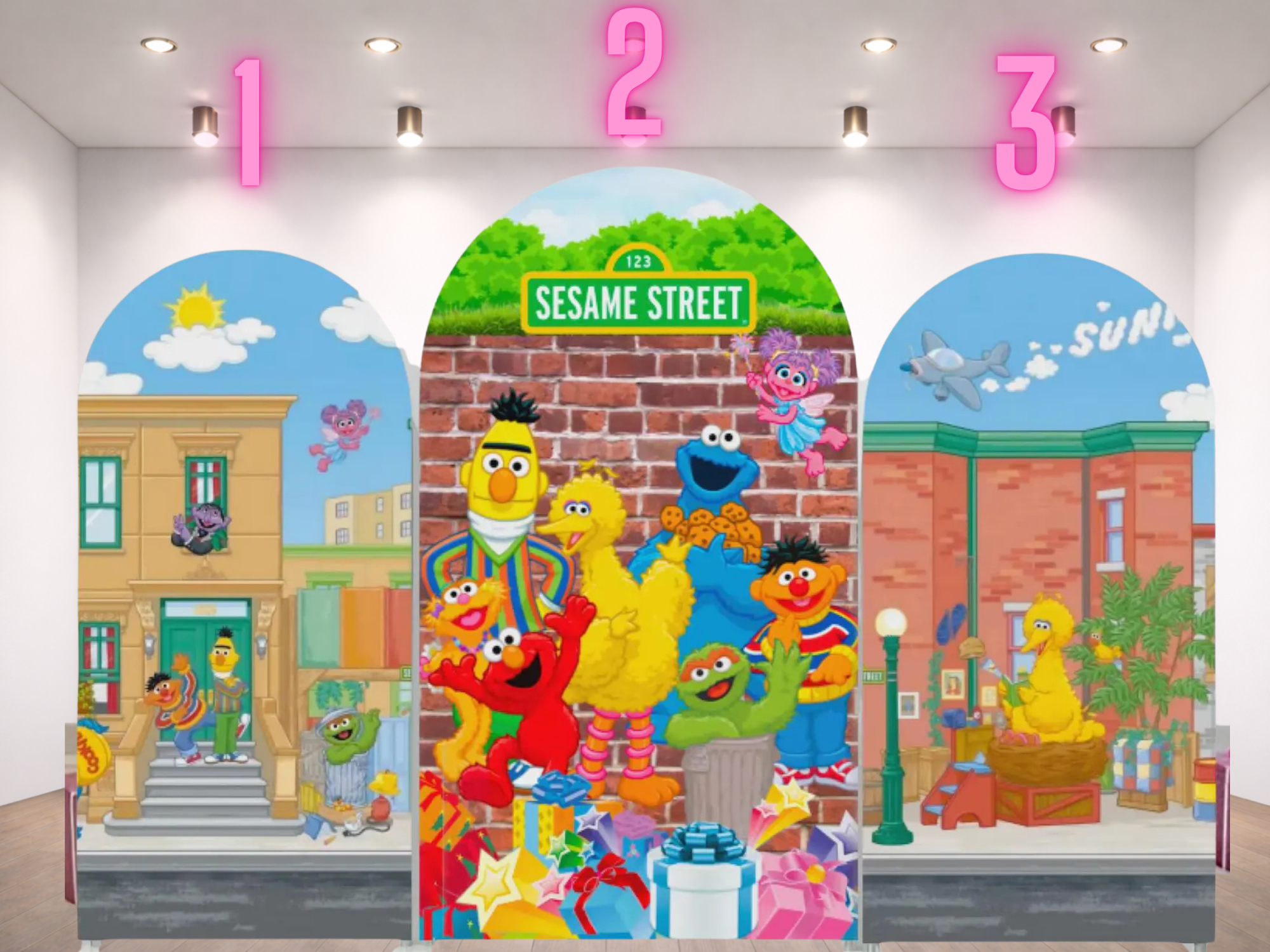 Sesame Street Arch Backdrop Cover 3 pieces