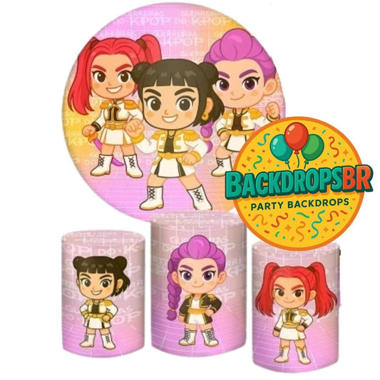 Baby Kpop Demon Hunter  Round Backdrop Cylinders Cover Round Backdrop Cover Photo Photography Background