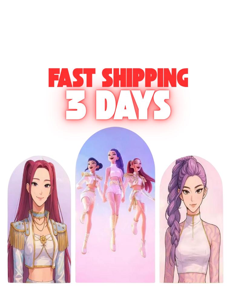 Kpop Cartoon Demons Hunters Arch Backdrop Cover Backdrop 3 pieces| Birthday Backdrop