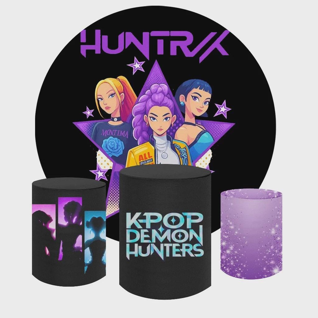 Kpop Demons Hunters  Round Backdrop Cylinders Cover Round Backdrop Cover Photo Photography Background