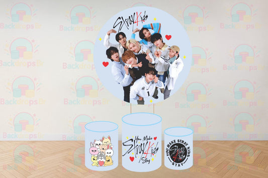 Kpop Demon Hunter Stray  Cartoon Inspired Round Backdrop Cylinders Cover Round Backdrop Cover Photo Photography Background