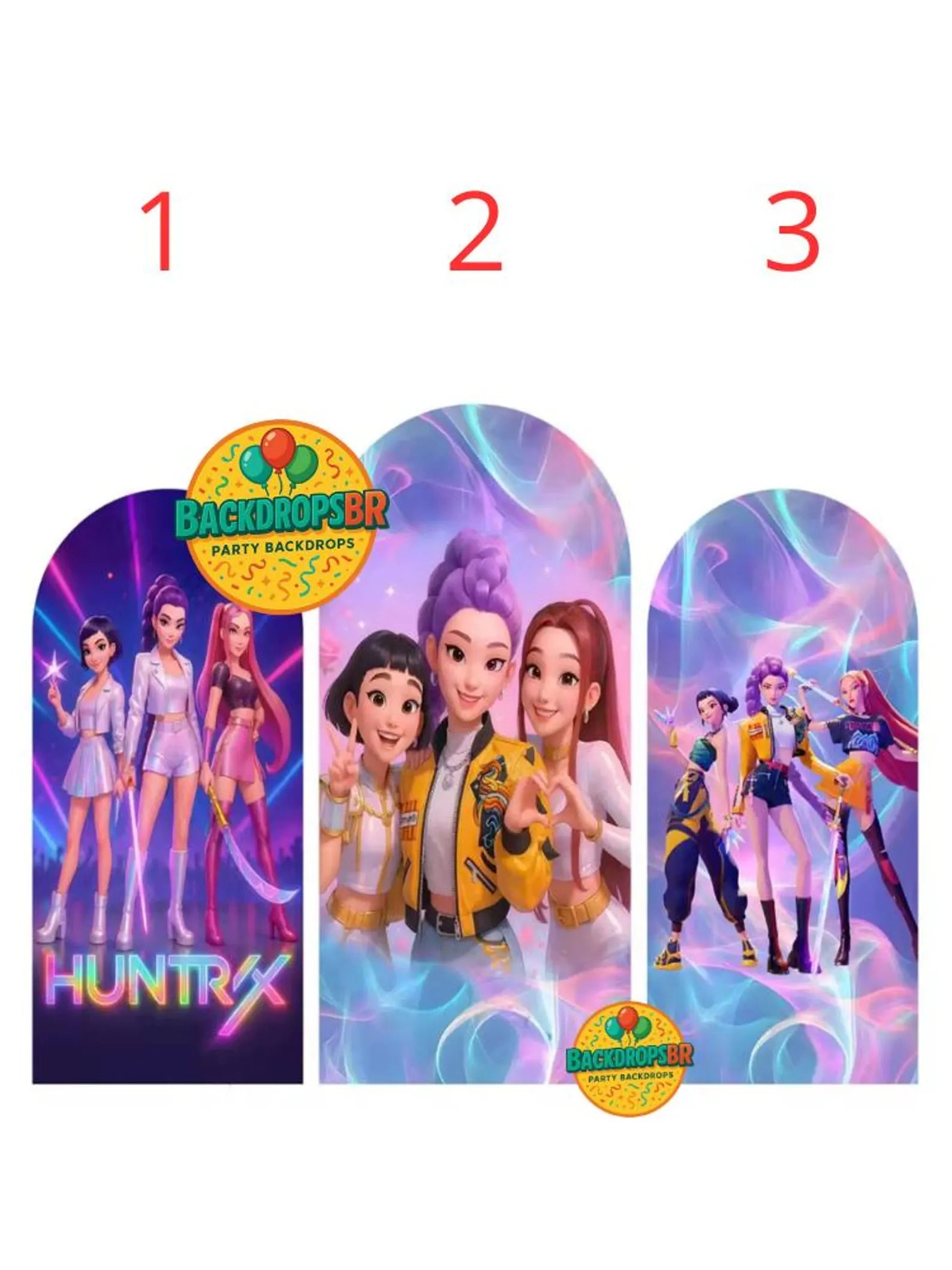 Kpop Cartoon Arch Backdrop Cover Backdrop 3 pieces