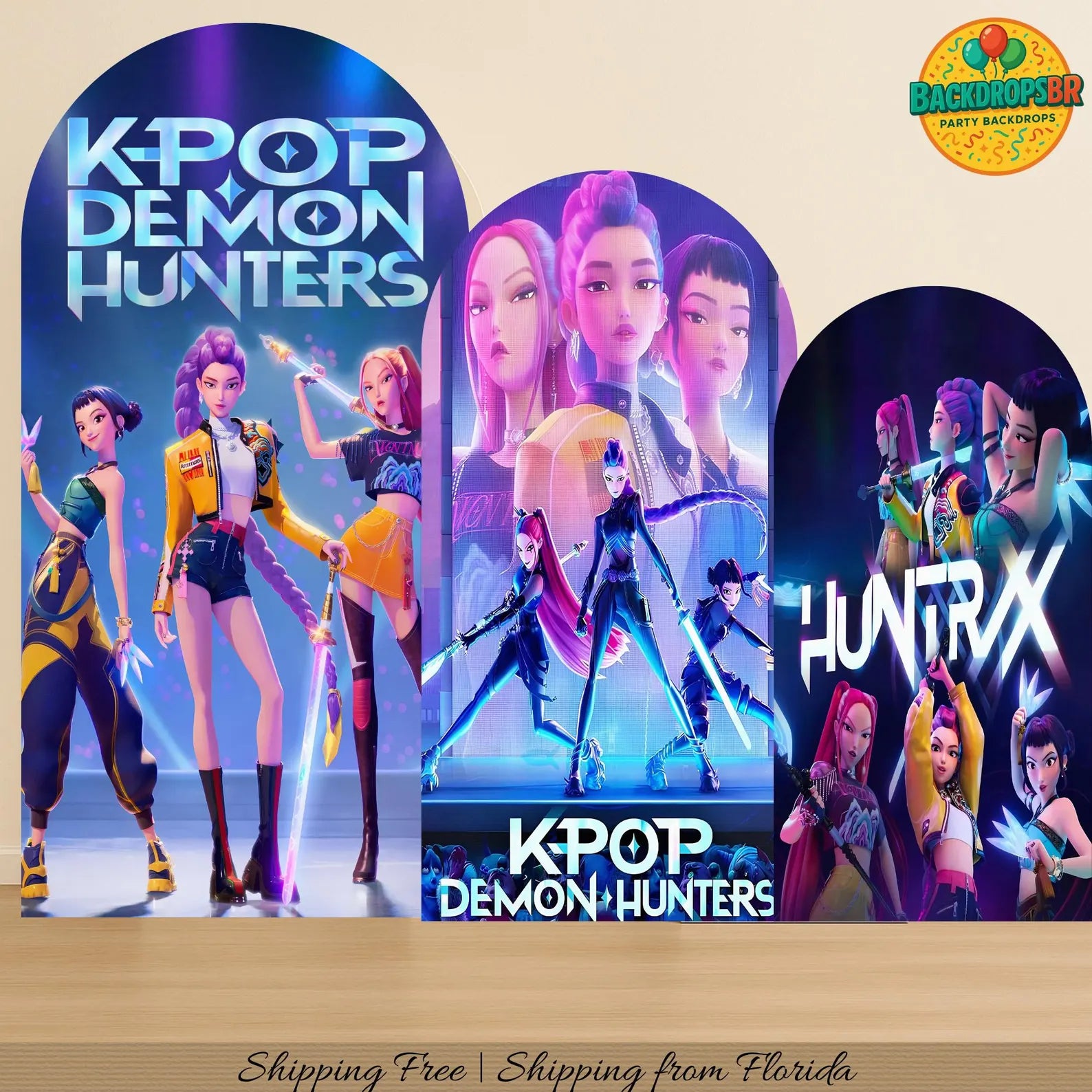 Kpop Cartoon Arch Backdrop Cover Backdrop 3 pieces