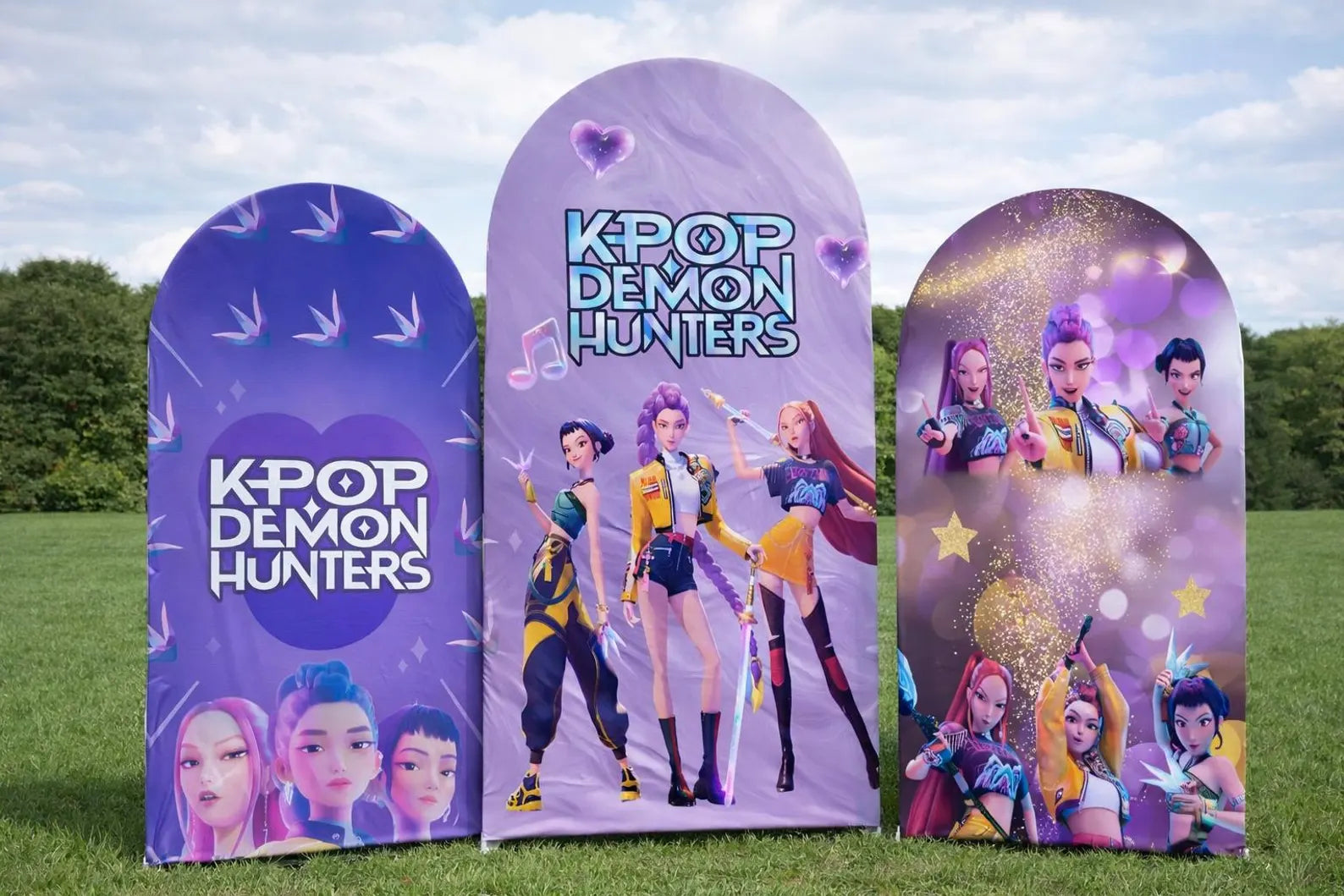 Kpop Cartoon Arch Backdrop Cover Backdrop 3 pieces