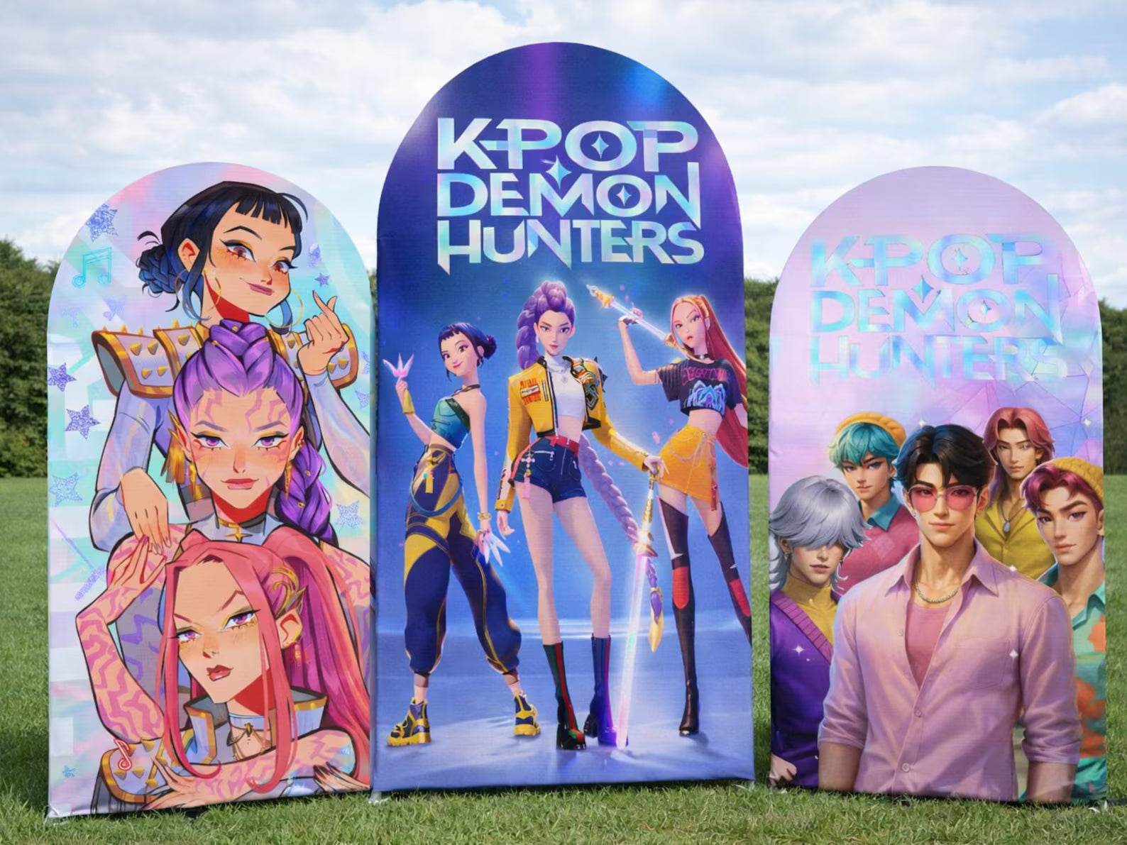 Kpop Cartoon Arch Backdrop Cover Backdrop 3 pieces