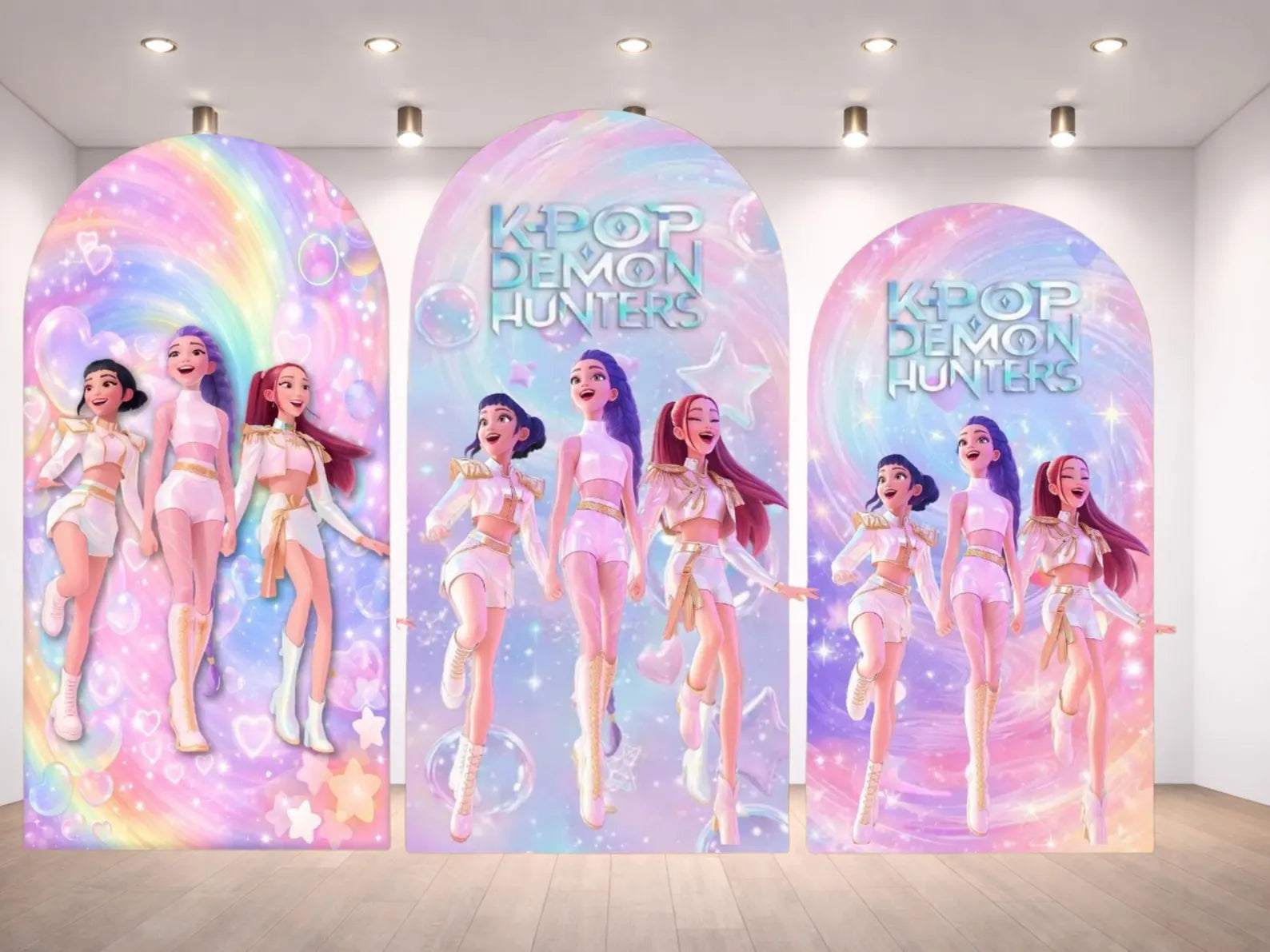Kpop Cartoon Arch Backdrop Cover Backdrop 3 pieces